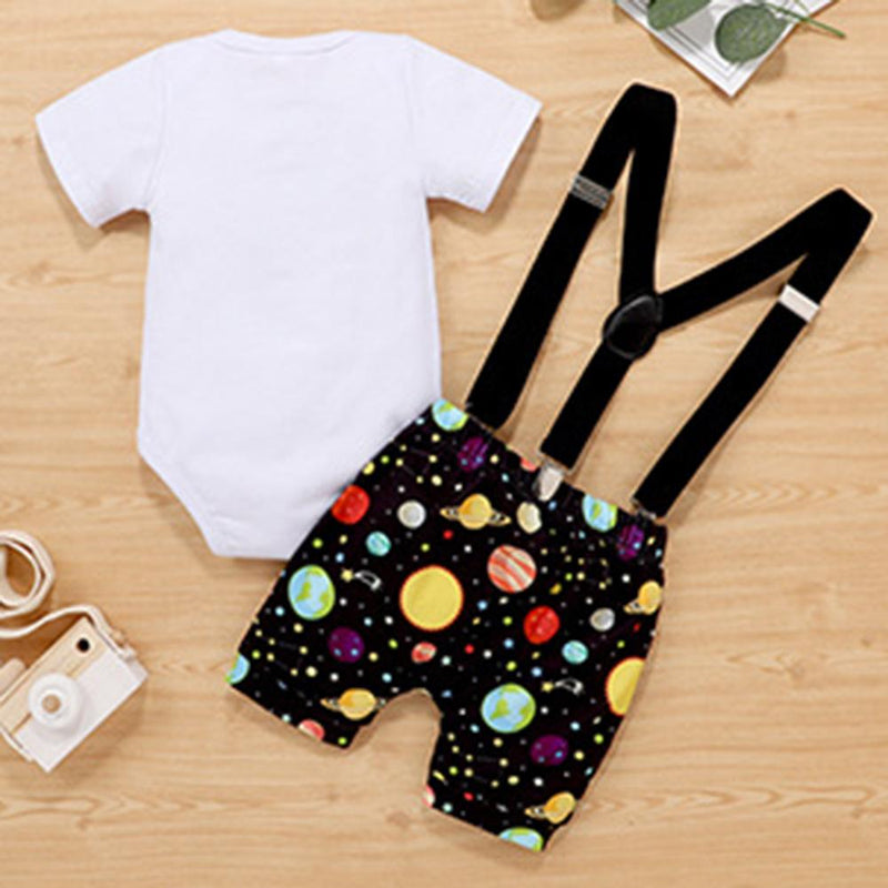 Baby Boys Short Sleeve Romper & Printed Overalls Wholesale Baby clothing - PrettyKid