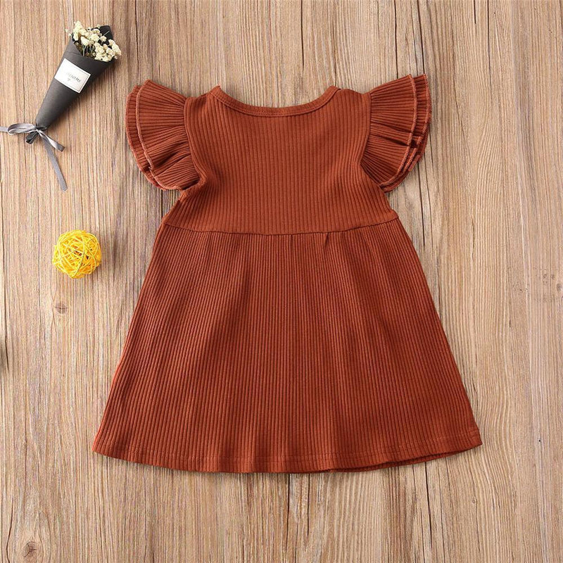 Girls Short Sleeve Solid Color Pocket Dress Girls Wholesale Dresses - PrettyKid