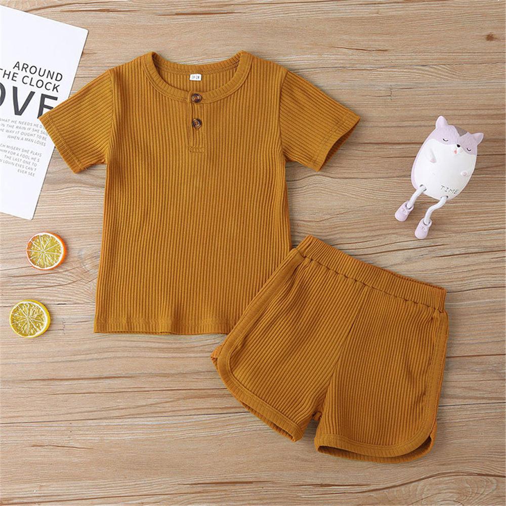 Unisex Short Sleeve Solid Color Top & Shorts Children'S Boutique clothes Wholesale vendors - PrettyKid