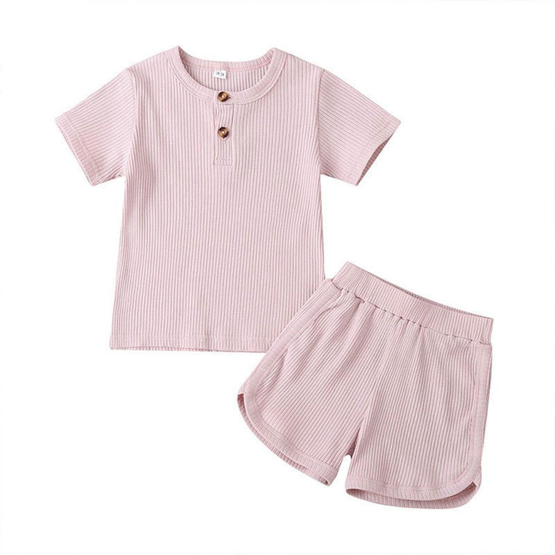 Unisex Short Sleeve Solid Color Top & Shorts Children'S Boutique clothes Wholesale vendors - PrettyKid