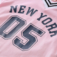 Toddler Girls Short Sleeve Sport Letter Printed Dress spanish wholesale childrens clothing - PrettyKid