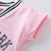 Toddler Girls Short Sleeve Sport Letter Printed Dress spanish wholesale childrens clothing - PrettyKid