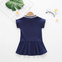 Toddler Girls Short Sleeve Sport Letter Printed Dress spanish wholesale childrens clothing - PrettyKid
