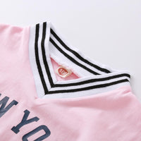 Toddler Girls Short Sleeve Sport Letter Printed Dress spanish wholesale childrens clothing - PrettyKid