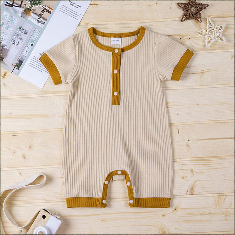Baby Unisex Short Sleeve Striped Romper Wholesale Baby Rompers - PrettyKid