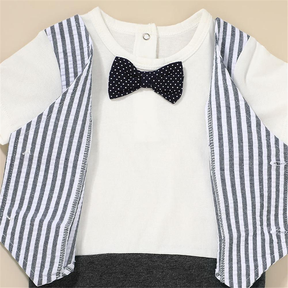 Baby Boys Short Sleeve Striped Romper kid clothing wholesale distributors - PrettyKid