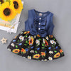 Girls Short Sleeve Sunflower Floral Printed Summer Dress Toddler Girls Wholesale - PrettyKid