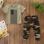 Baby Boys Short Sleeve T-shirt & Camo Pants Boys Summer Outfits - PrettyKid