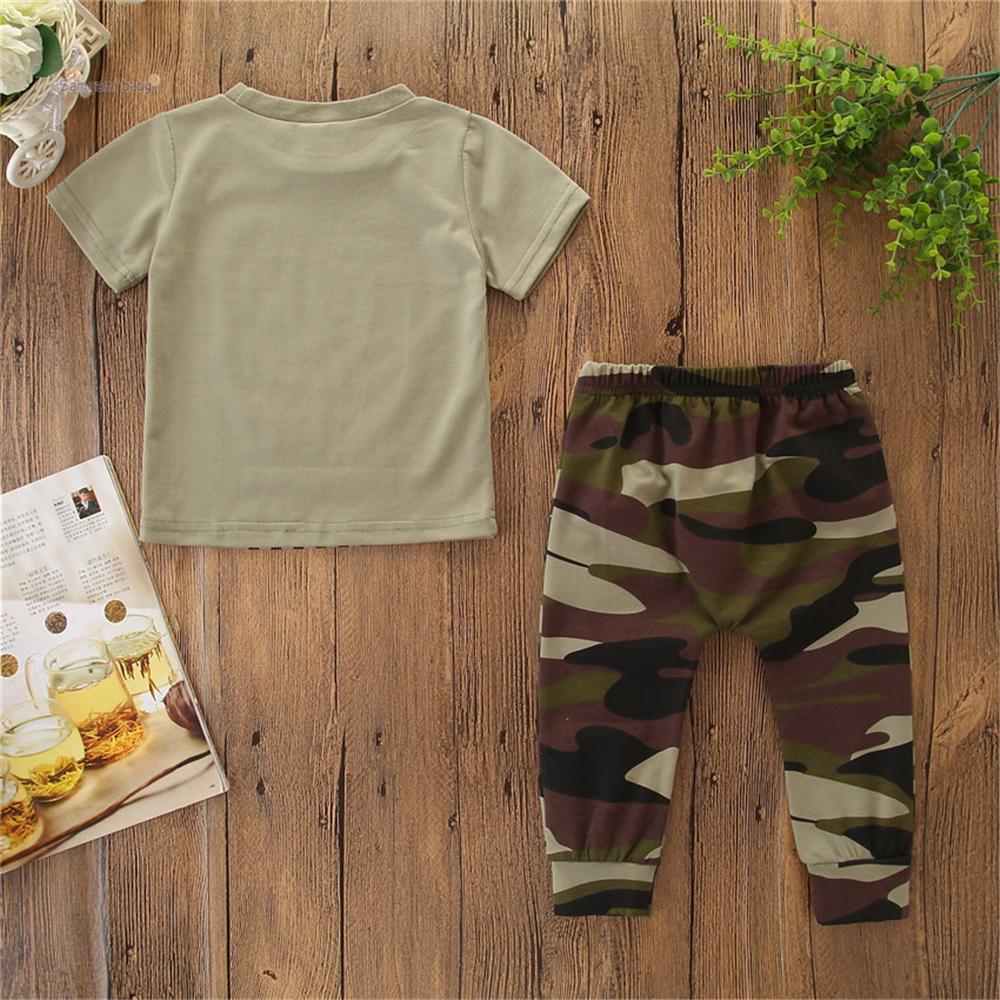 Baby Boys Short Sleeve T-shirt & Camo Pants Boys Summer Outfits - PrettyKid