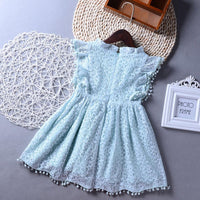Girls Short Sleeve Tassel Solid Color Dress Girl Boutique Clothing Wholesale - PrettyKid