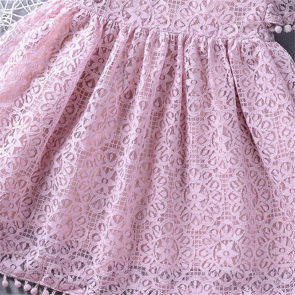 Girls Short Sleeve Tassel Solid Color Dress Girl Boutique Clothing Wholesale - PrettyKid