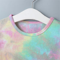 Girls Short Sleeve Tie Dye Crew Neck Tops - PrettyKid