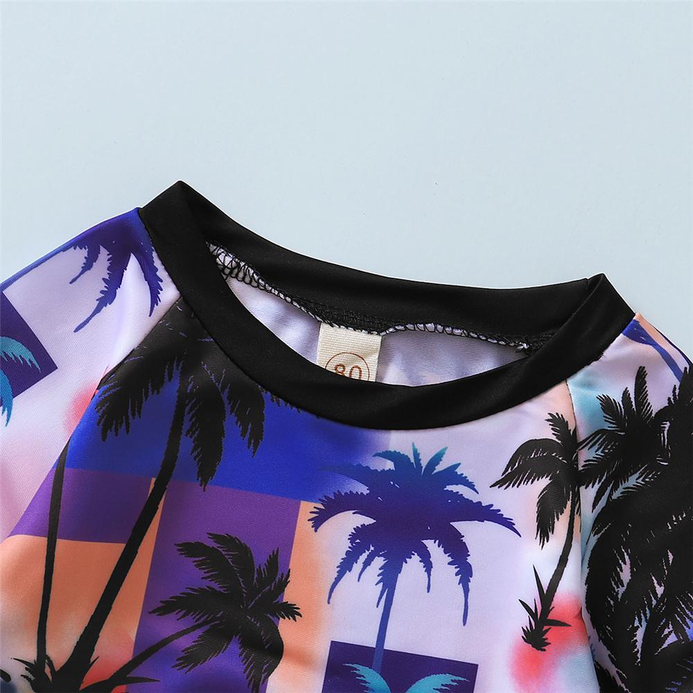 Toddler Girls Short Sleeve Tree Printed Grid Top & Shorts Toddler 2 Piece Swimsuitchildren's boutique suppliers - PrettyKid