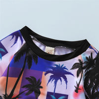 Toddler Girls Short Sleeve Tree Printed Grid Top & Shorts Toddler 2 Piece Swimsuitchildren's boutique suppliers - PrettyKid