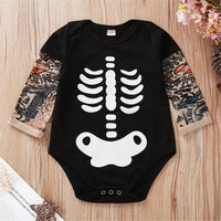 Baby Boys Skeleton Pattern Tattoo Printed Romper Wholesale Baby Outfits - PrettyKid