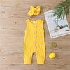 Baby Girls Sleeveless Button Solid Color Romper Baby clothing Warehouse - PrettyKid