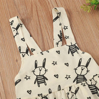 Girls Sleeveless Cartoon Rabbit Printed Dress Cheap Baby Boutique Clothes - PrettyKid