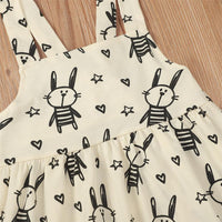 Girls Sleeveless Cartoon Rabbit Printed Dress Cheap Baby Boutique Clothes - PrettyKid