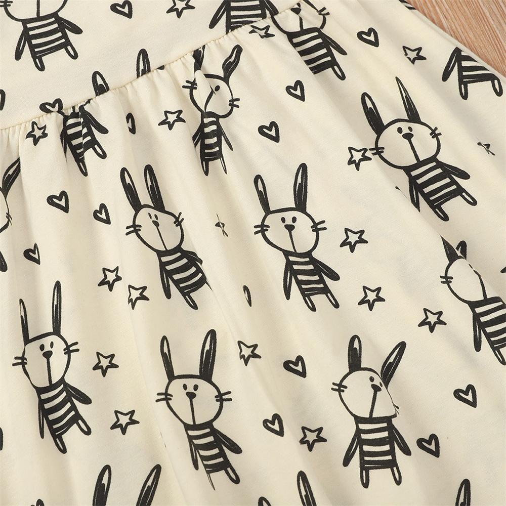 Girls Sleeveless Cartoon Rabbit Printed Dress Cheap Baby Boutique Clothes - PrettyKid