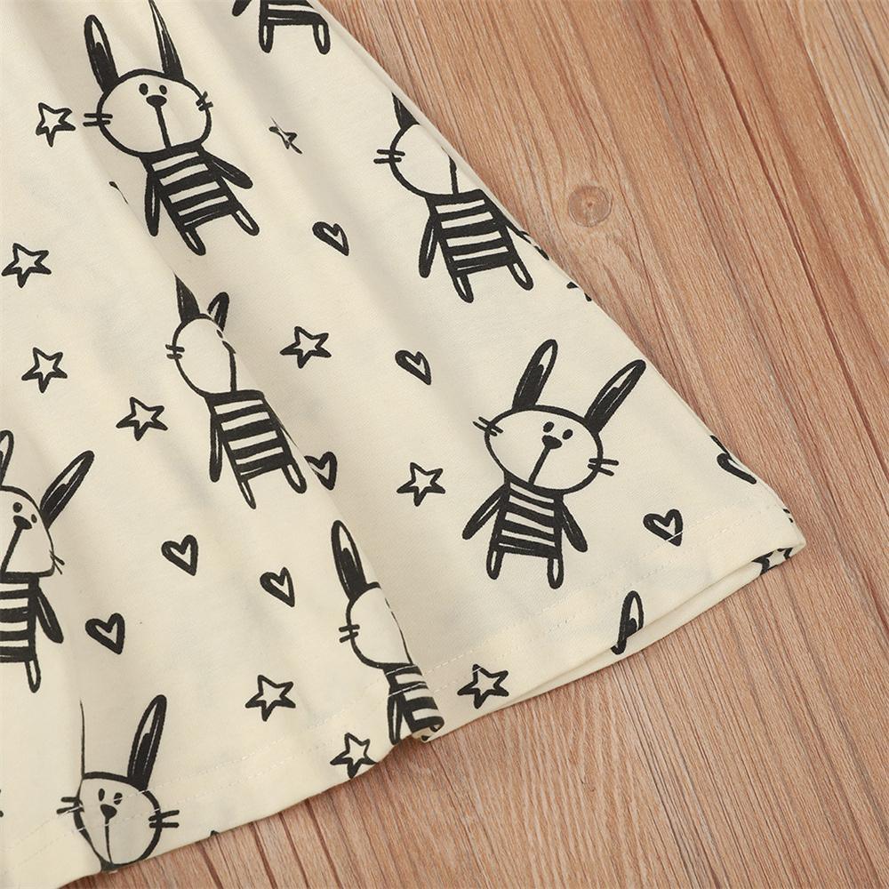 Girls Sleeveless Cartoon Rabbit Printed Dress Cheap Baby Boutique Clothes - PrettyKid