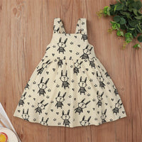 Girls Sleeveless Cartoon Rabbit Printed Dress Cheap Baby Boutique Clothes - PrettyKid