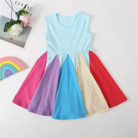 Girls Sleeveless Color Block Summer Dress Kids Wholesale Clothing Warehouse - PrettyKid