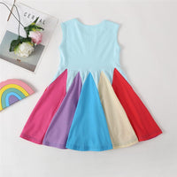 Girls Sleeveless Color Block Summer Dress Kids Wholesale Clothing Warehouse - PrettyKid