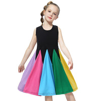 Girls Sleeveless Color Block Summer Dress Kids Wholesale Clothing Warehouse - PrettyKid