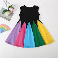 Girls Sleeveless Color Block Summer Dress Kids Wholesale Clothing Warehouse - PrettyKid