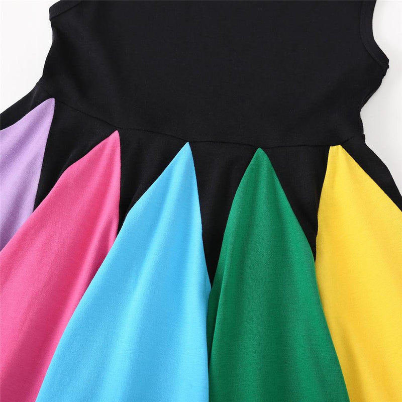 Girls Sleeveless Color Block Summer Dress Kids Wholesale Clothing Warehouse - PrettyKid