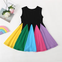 Girls Sleeveless Color Block Summer Dress Kids Wholesale Clothing Warehouse - PrettyKid