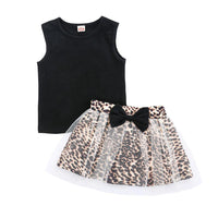 Toddler Girls Sleeveless Crew Neck Top & Leopard Mesh Skirt bulk baby girl clothes - PrettyKid