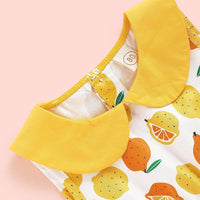 Baby Girls Sleeveless Doll Collar Lemon Printed Summer Dress Baby Summer clothing - PrettyKid