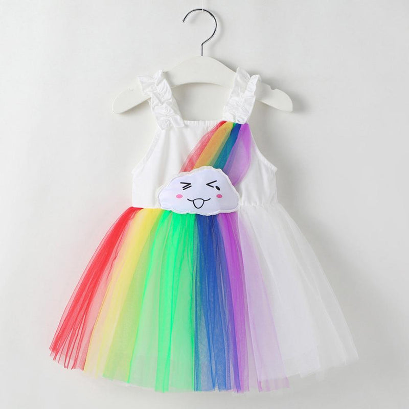Girls Sleeveless Embroidery Rainbow Sleeveless Dress Girl Boutique Clothing Wholesale - PrettyKid