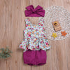 Baby Girls Sleeveless Floral Button Top & Solid Shorts & Headband Boutique Baby Clothes Wholesale - PrettyKid