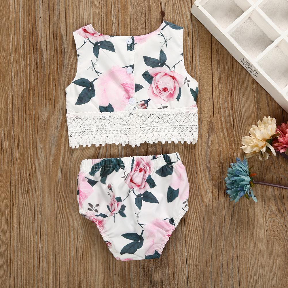 Girls Sleeveless Floral Printed Top & Shorts Baby clothing Wholesale Bulk - PrettyKid
