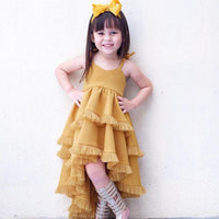 Girls Sleeveless Irregular Layered Mopping Dovetail Dress Girl Wholesale - PrettyKid