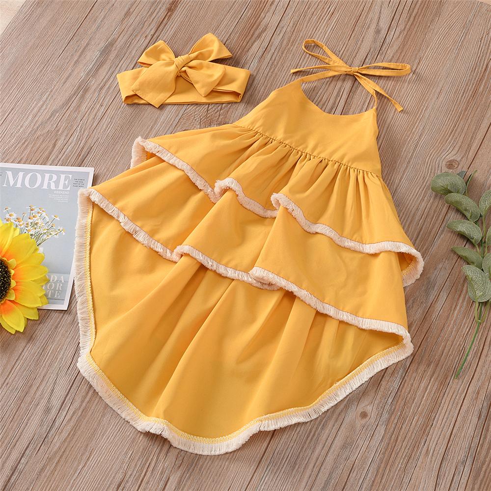 Girls Sleeveless Irregular Layered Mopping Dovetail Dress Girl Wholesale - PrettyKid