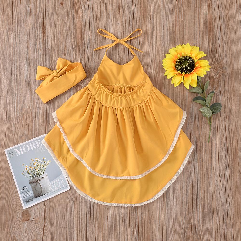 Girls Sleeveless Irregular Layered Mopping Dovetail Dress Girl Wholesale - PrettyKid