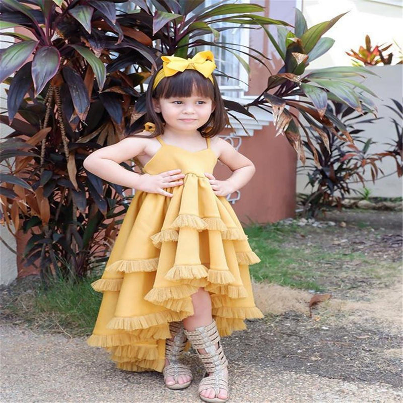 Girls Sleeveless Irregular Layered Mopping Dovetail Dress Girl Wholesale - PrettyKid