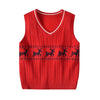 Girls Sleeveless Knitted Elk Print Vest Sweaters - PrettyKid