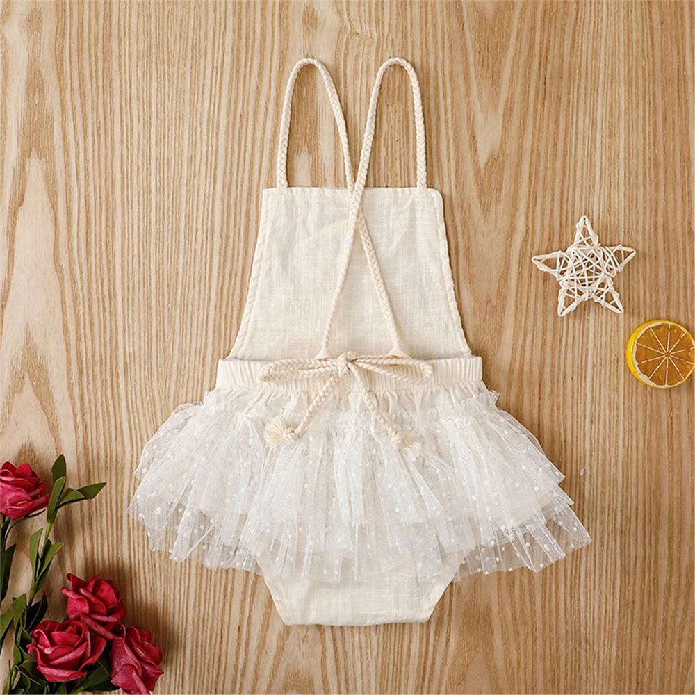 Baby Girls Sleeveless Lace Sling Romper Buying Baby Clothes In Bulk - PrettyKid