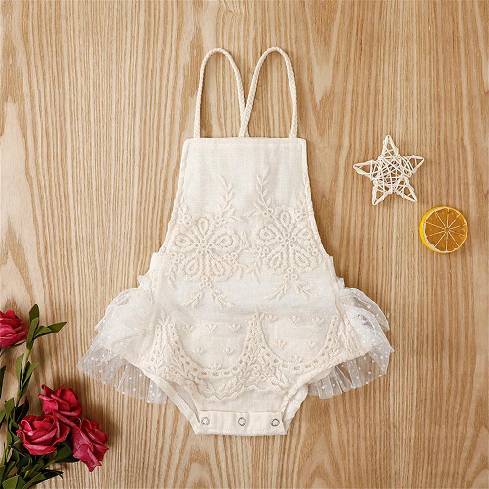 Baby Girls Sleeveless Lace Sling Romper Buying Baby Clothes In Bulk - PrettyKid
