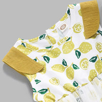 Baby Girls Sleeveless Lemon Printed Tulle Dress Baby clothes Cheap Wholesale - PrettyKid