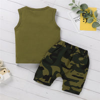 Baby Boys Sleeveless Letter Little Man Printed Top & Camouflage Shorts baby boy clothes buy baby clothes wholesale - PrettyKid