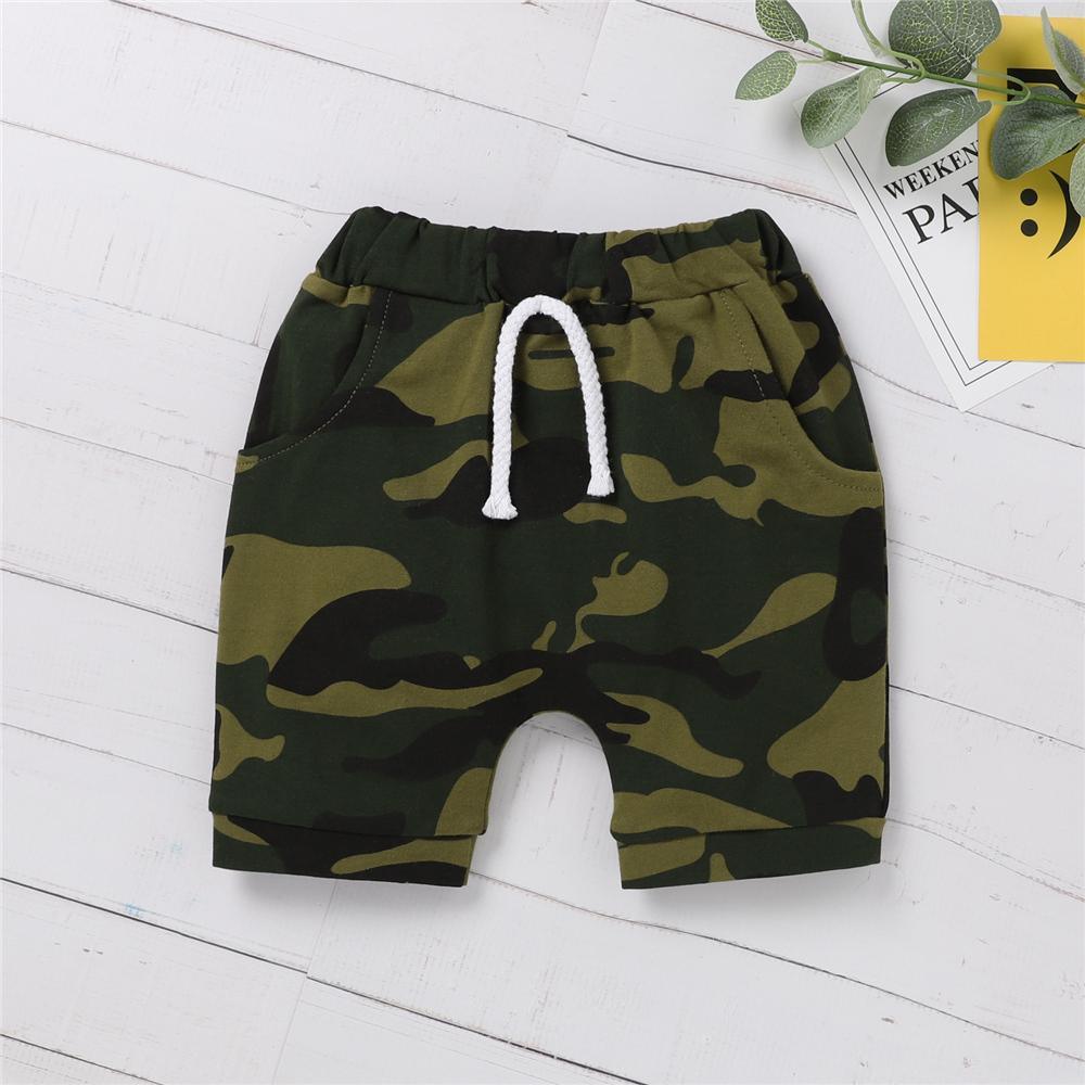 Baby Boys Sleeveless Letter Little Man Printed Top & Camouflage Shorts baby boy clothes buy baby clothes wholesale - PrettyKid