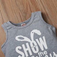 Boys Sleeveless Letter Printed Top & Rabbit Printed Shorts Boy clothing Wholesale - PrettyKid