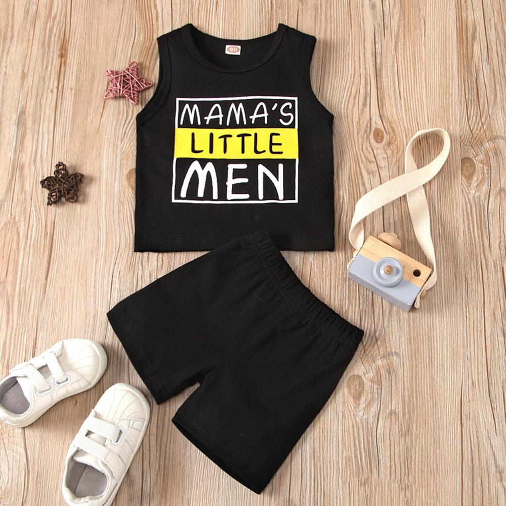 Boys Sleeveless Mama's Little Men Top & Shorts Buy Baby clothing Wholesale - PrettyKid