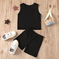 Boys Sleeveless Mama's Little Men Top & Shorts Buy Baby clothing Wholesale - PrettyKid
