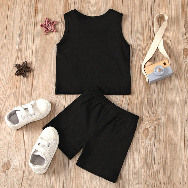 Boys Sleeveless Mama's Little Men Top & Shorts Buy Baby clothing Wholesale - PrettyKid